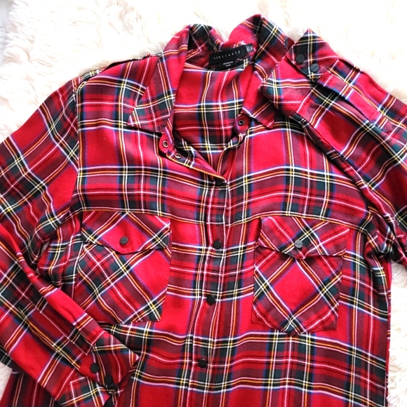 Sanctuary Red Plaid Boyfriend Shirt size XL - Picture 13 of 14